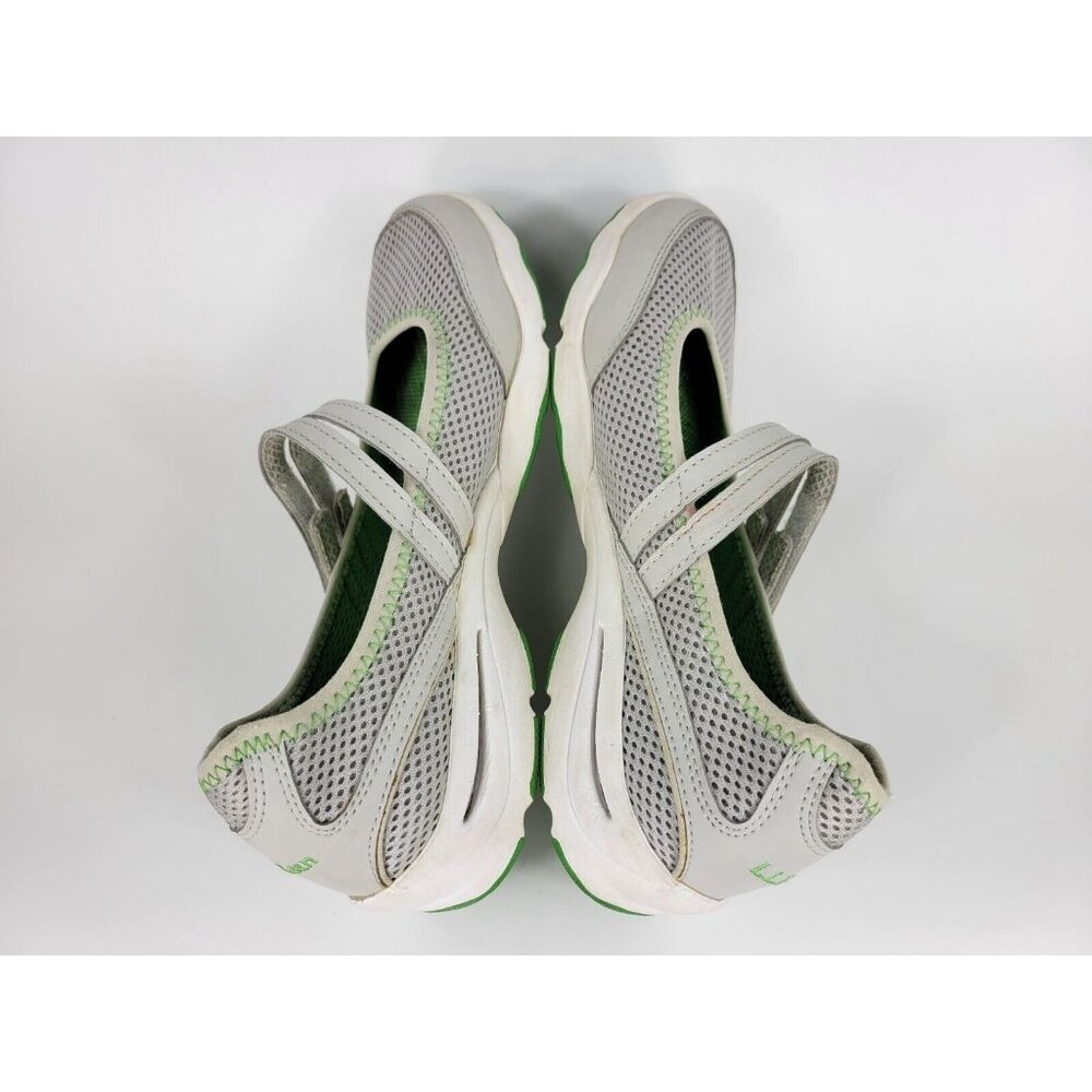 LL Bean Two Strap Mary Jane Shoes Sneakers Womens Size 8 Gray White Green 260976 - Picture 8 of 9